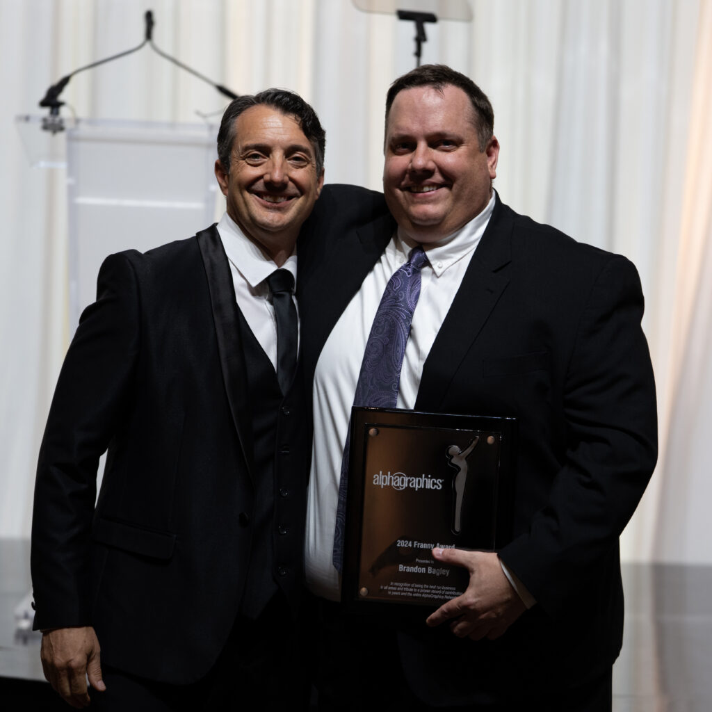 AlphaGraphics, a leading franchisor of printing and marketing solutions, recently announced that multi-unit franchise owner, Brandon Bagley, has been honored with the company’s prestigious 2025 Franny Award.